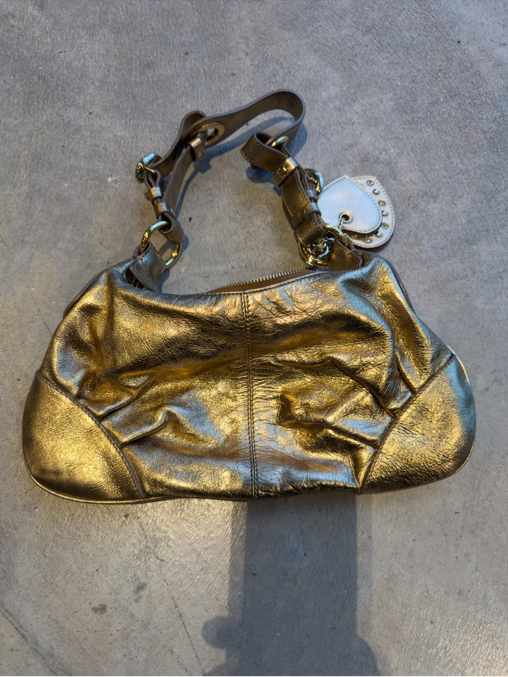 Francesco Biasia Metallic Gold Mini Shoulder Bag